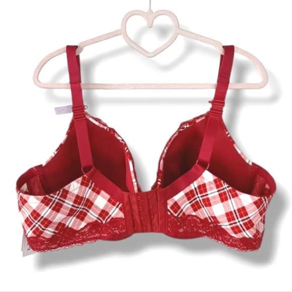NWT Ambrielle Organic Cotton Demi Classic Racerback Red Plaid Bra - Picture 3 of 7
